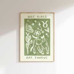 Hot Girls Are Taurus Wall Print - Star Sign, Horoscope, Zodiac Lovers Astrology Poster Earth Signs Trendy Art Gift Idea - thumbnail 1