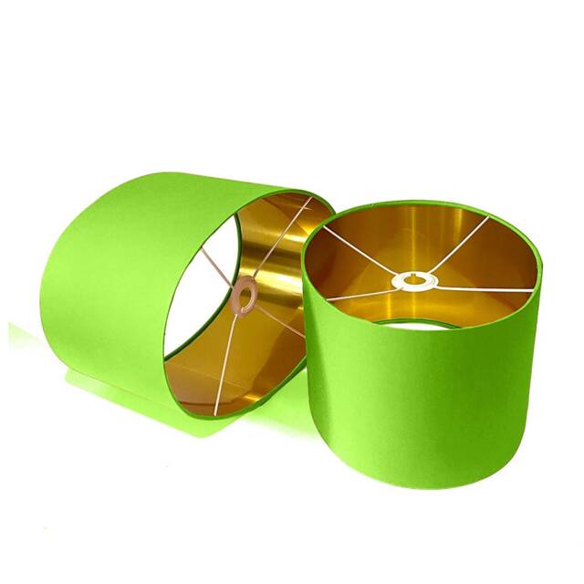 New Luxury High Quality Chartreuse Bright Green 16 Cotton Fabric Lamp Shade Oval Shape Oval Metallic Lining - image 1
