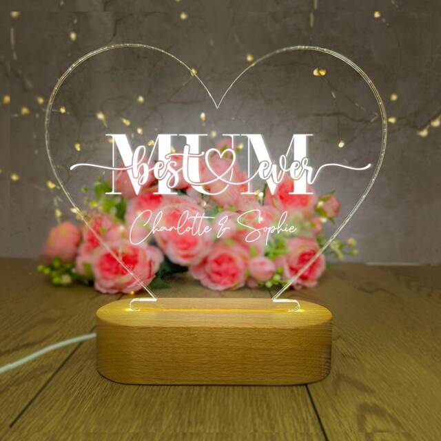 Birthday Gift For Mum Personalised Led Lamp Night Light, Best Ever Mother Daughter Gift, Son - image 1