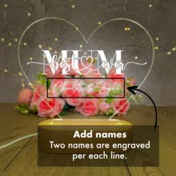 Birthday Gift For Mum Personalised Led Lamp Night Light, Best Ever Mother Daughter Gift, Son - thumbnail 2