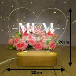 Birthday Gift For Mum Personalised Led Lamp Night Light, Best Ever Mother Daughter Gift, Son - thumbnail 3
