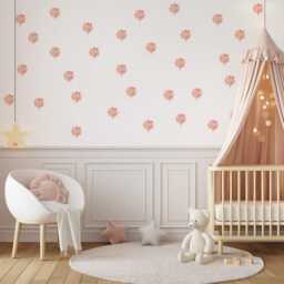 Boho Flower Nursery Wall Stickers, Pink Floral Decals, Girls Room Decor - A4 Sample - thumbnail 3