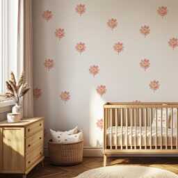 Boho Flower Nursery Wall Stickers, Pink Floral Decals, Girls Room Decor - A4 Sample - thumbnail 4