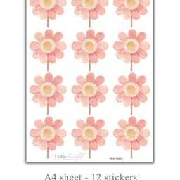 Boho Flower Nursery Wall Stickers, Pink Floral Decals, Girls Room Decor - A4 Sample - thumbnail 2