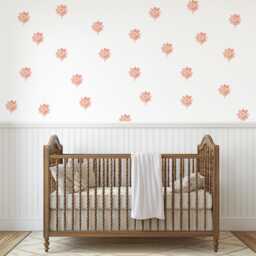 Boho Flower Nursery Wall Stickers, Pink Floral Decals, Girls Room Decor - A4 Sample - thumbnail 1