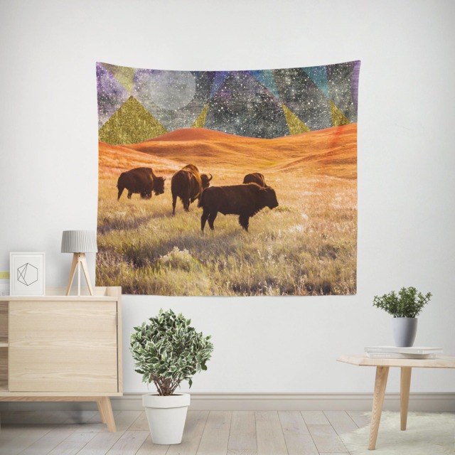 Surreal Bison Space Tapestry, Dorm Decor, Large Wall Art - image 1