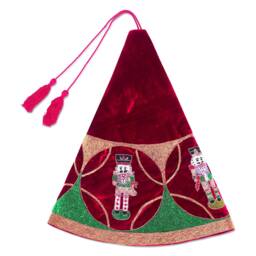 Nutcracker Christmas Tree Skirt 60 Inch Large Red Velvet Tree Skirt Decor - thumbnail 4