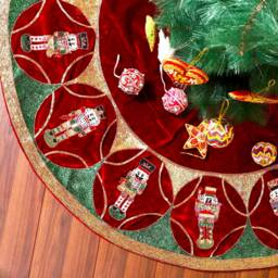 Nutcracker Christmas Tree Skirt 60 Inch Large Red Velvet Tree Skirt Decor - thumbnail 3