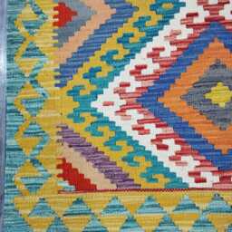 Multicolour Rug, Handmade Artisan Afghan Turkish Scandinavian Navajo Bohemian Flatweave Wool Kilim 152x100 cm - thumbnail 4