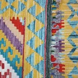 Multicolour Rug, Handmade Artisan Afghan Turkish Scandinavian Navajo Bohemian Flatweave Wool Kilim 152x100 cm - thumbnail 3