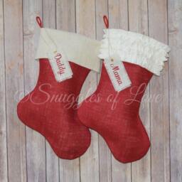 Personalized Burlap Christmas Stocking Tag Monogrammed Name Tag For Stockings - thumbnail 3