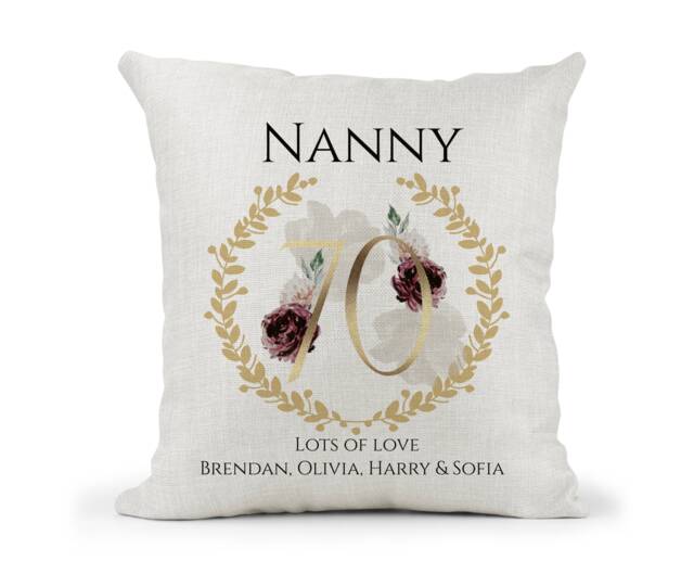 Personalised Any Age Special Birthday Cushion, 50Th, 60Th, 70Th, 80Th 90Th 100Th Birthday, Gold, Mum, Nan, Friend, Sister, Elegant Gold Gift - image 1