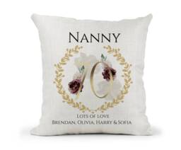 Personalised Any Age Special Birthday Cushion, 50Th, 60Th, 70Th, 80Th 90Th 100Th Birthday, Gold, Mum, Nan, Friend, Sister, Elegant Gold Gift - thumbnail 1