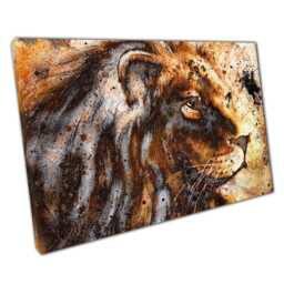 Abstract Lion Canvas Wall Art Rust Tone Modern Painting For Home & Office Decor - thumbnail 1