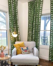 1 Pair Of Green Curtain Collection, Modern Curtains, Window Treatments, Emerald Green Drapes Boho Bohemian Decor - thumbnail 1