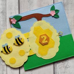 Felt Beehive Quiet Book Page Montessori Toddler Activity - thumbnail 3