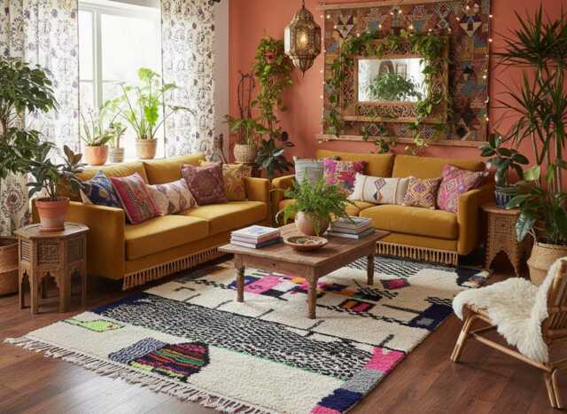 Authentic Handmade Moroccan Rug - Colorful Abstract Checkerboard Wool Carpet Funky Geometric Boho Area - image 1