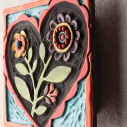 Happy Heart Ceramic Tile Wall Art, Turquoise Coral Mosaic - Made To Order - thumbnail 3