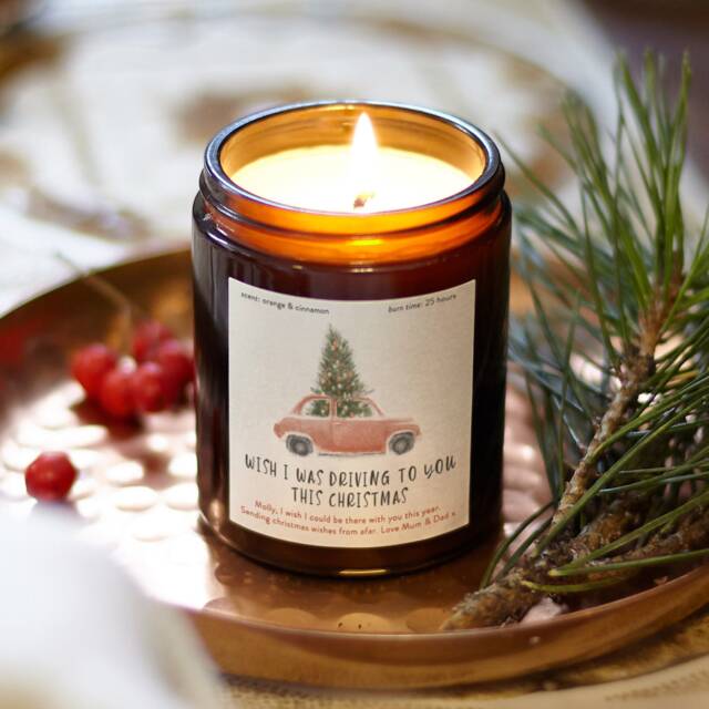 Personalised Christmas Candle Missing You Gift, Soy Wax Apothecary Jar - image 1
