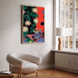 White Flowers Kitsch Art Print - Henri Matisse Inspired Floral Abstract Poster - thumbnail 2