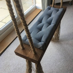 Custom Wooden Swing With Quilted Seat, Indoor Outdoor - thumbnail 2