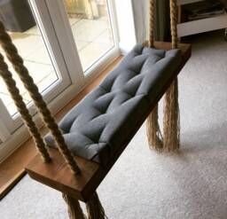 Custom Wooden Swing With Quilted Seat, Indoor Outdoor