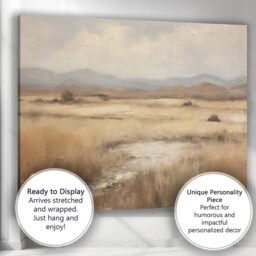 Neutral Marshland Mountain View Misty Wetland Landscape Canvas Wall Art Print Decor Picture Ready To Hang - thumbnail 3