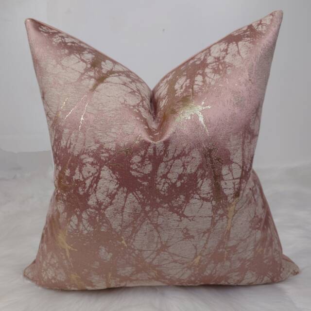 Luxury Lava Rose & Gold Cushion Cover Marble Design For New Home Pink & Designer Handmade Pillow/(Only Cover - image 1