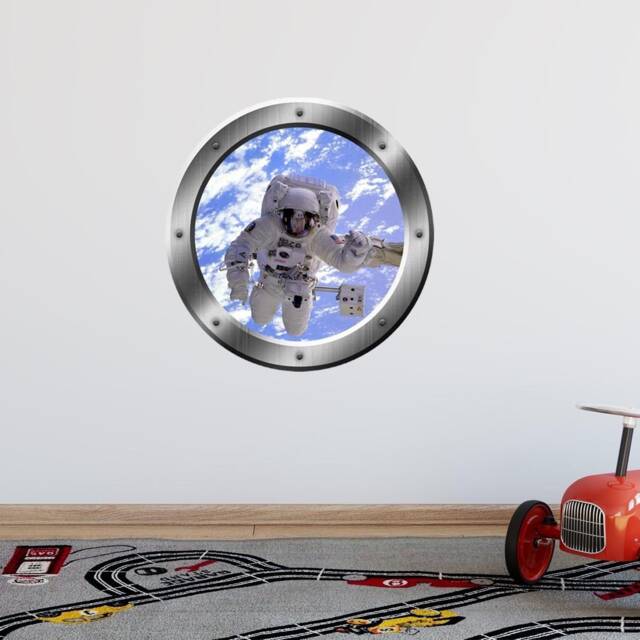 Vwaq Astronaut Wall Decals For Kids - 3D Outer Space Porthole Stickers Wall, Spaceman Decal - Ps15 - image 1