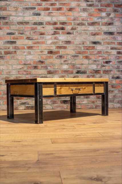 Wine Crate Drawer Industrial Coffee Table - image 1