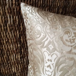 Decorative Cushion Palazzo Jacquard - Light Beige, Elegant Sheen, Oriental Ornaments, High-Quality Designer Fabric, 50 X cm - thumbnail 2