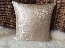 Decorative Cushion Palazzo Jacquard - Light Beige, Elegant Sheen, Oriental Ornaments, High-Quality Designer Fabric, 50 X cm - thumbnail 1