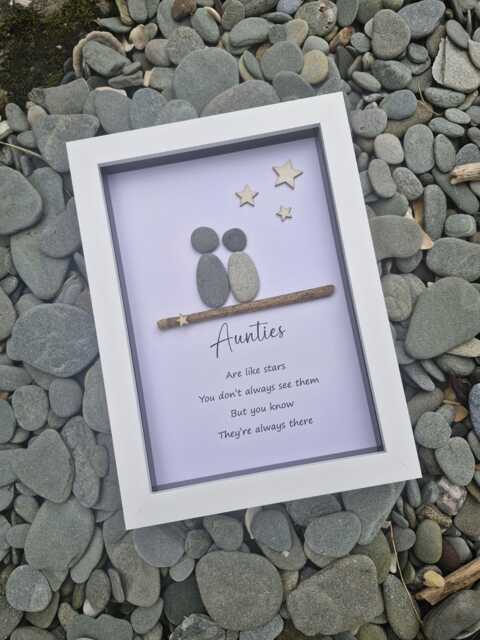 Aunties, Aunty's, Pebble Art Frame, Picture, Gift For Her, Birthday Present Auntie Art, Christmas From Niece Nephe - image 1