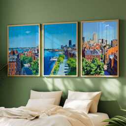 Set Of 3 Boston Massachusetts Posters, Travel Posters Set, Prints, Wall Art, City Decor, Skyline Print - thumbnail 3