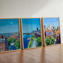 Set Of 3 Boston Massachusetts Posters, Travel Posters Set, Prints, Wall Art, City Decor, Skyline Print - thumbnail 2