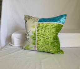 Designers Guild Pillow Cover Aqua Blue & Green Silk Velvet, 16 - thumbnail 1
