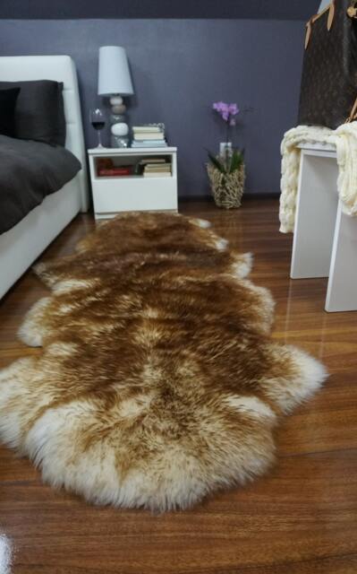 Giant Brown Mouflon Sheepskin Rug, Xxl Genuine Leather Throw - 79X32 - image 1
