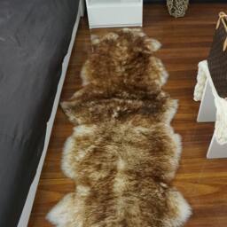 Giant Brown Mouflon Sheepskin Rug, Xxl Genuine Leather Throw - 79X32 - thumbnail 4