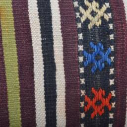 striped Kilim Lumbar Pillow Cover, Handwoven Wool, 24x12 Inch - thumbnail 3