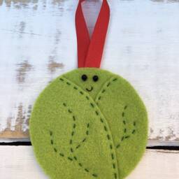 Set Of 3 Christmas Decorations, Traditional Stitched Felt Tree Ornaments, Pudding, Robin & Smiley Sprout - thumbnail 2