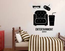 Gamer Wall Decal Video Game Controller, Removable Vinyl Sticker 2903 - thumbnail 1