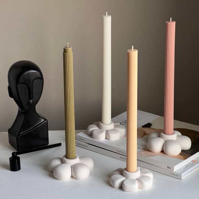 Jesmonite Flower Candlestick Holder Handmade Table Decor - image 1