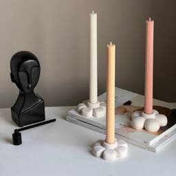 Jesmonite Flower Candlestick Holder Handmade Table Decor - thumbnail 3