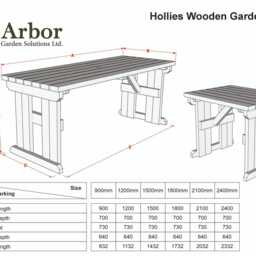 Wooden Garden Dining Table - Hollies Range Heavy Duty Outdoor Wood Treated Timber Patio Furniture 4Ft 5Ft 6Ft 7Ft 8Ft Sizes - thumbnail 2