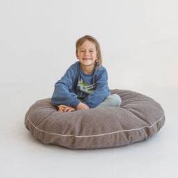 Grey Large Pouf For Kids, Boucle Fabric Pillow, Children Cushion, Nursery Decor, Kids Floor Pillow