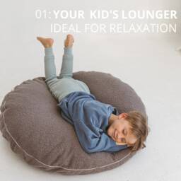 Grey Large Pouf For Kids, Boucle Fabric Pillow, Children Cushion, Nursery Decor, Kids Floor Pillow - thumbnail 2