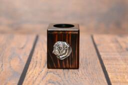 Pug - Wooden Candlestick With Dog, Souvenir, Decoration, Limited Edition, Collection - thumbnail 1
