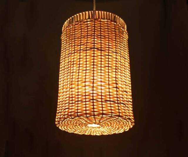 "Handwoven Bucket Rattan Pendant Light, Rustic Bohemian Lighting - W11""xh16" - image 1