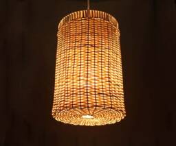"Handwoven Bucket Rattan Pendant Light, Rustic Bohemian Lighting - W11""xh16" - thumbnail 1