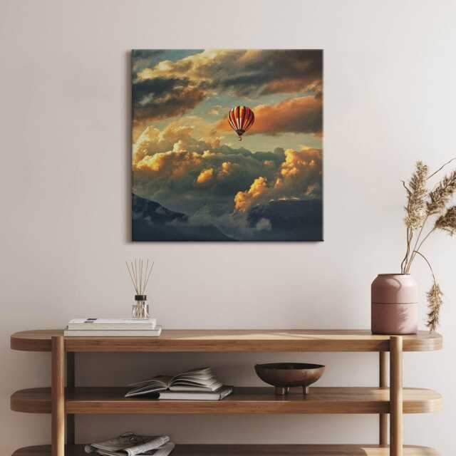 Hot Air Balloon Canvas Print Cloudscape Wall Art - image 1